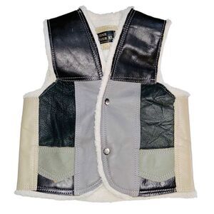 Boys Genuine Leather patchwork Sherpa vest size XL